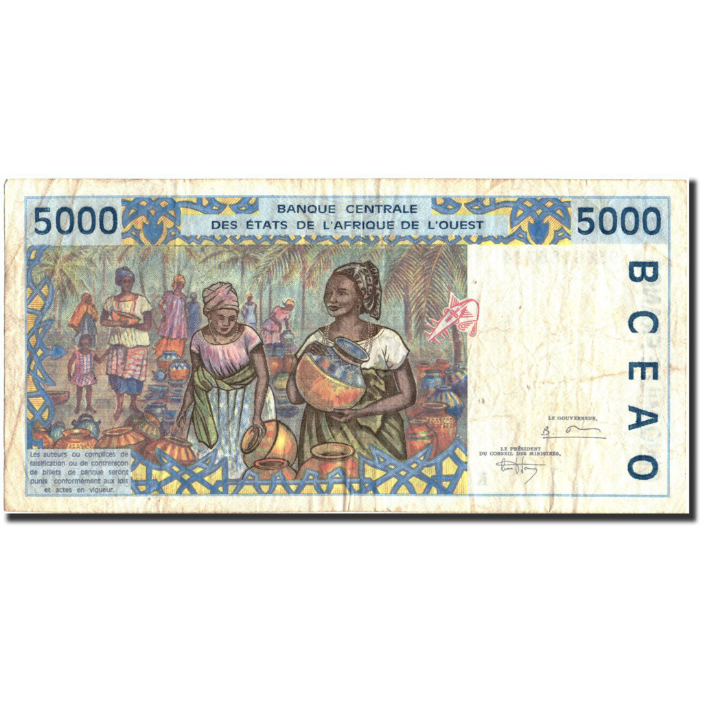 Geldschein, West African States, 5000 Francs, 1995, 1995, KM:713Kd, SGE+