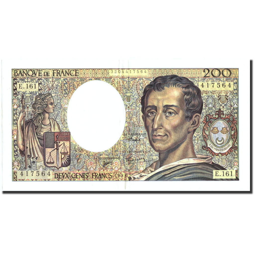 Banknot, Francja, 200 Francs, 1994, 1994, AU(50-53), Fayette:70.2, KM:155f