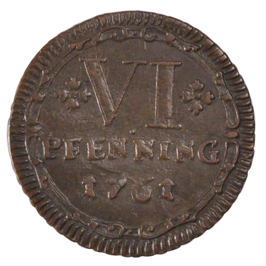 GERMAN STATES, 4 Pfennige, 1761, KM #3, AU(55-58), Copper, 23, 3.16