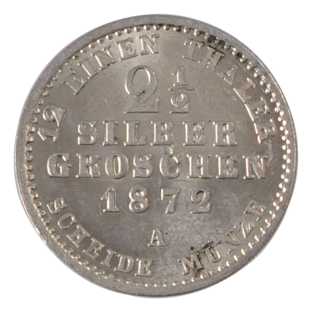 Coin, German States, PRUSSIA, Wilhelm I, 2-1/2 Silber Groschen, 1872, Berlin