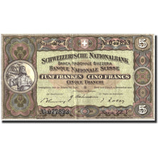Biljet, Zwitserland, 5 Franken, 1942, 1942-12-04, KM:11j, TTB+
