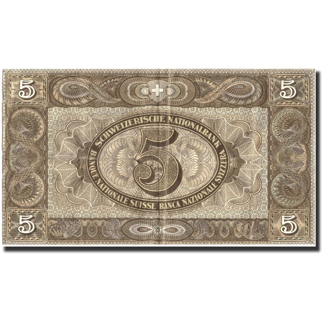 Geldschein, Schweiz, 5 Franken, 1942, 1942-12-04, KM:11j, SS+