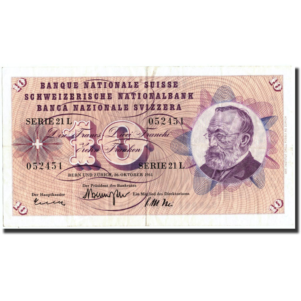 Switzerland, 10 Franken, 1961, 1961-10-26, KM:45g, EF(40-45)