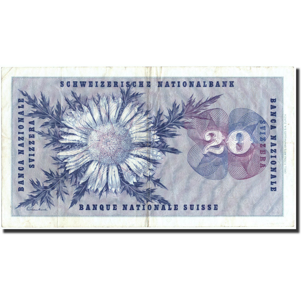 Banknote, Switzerland, 20 Franken, 1960, 1960-12-22, KM:46h, EF(40-45)