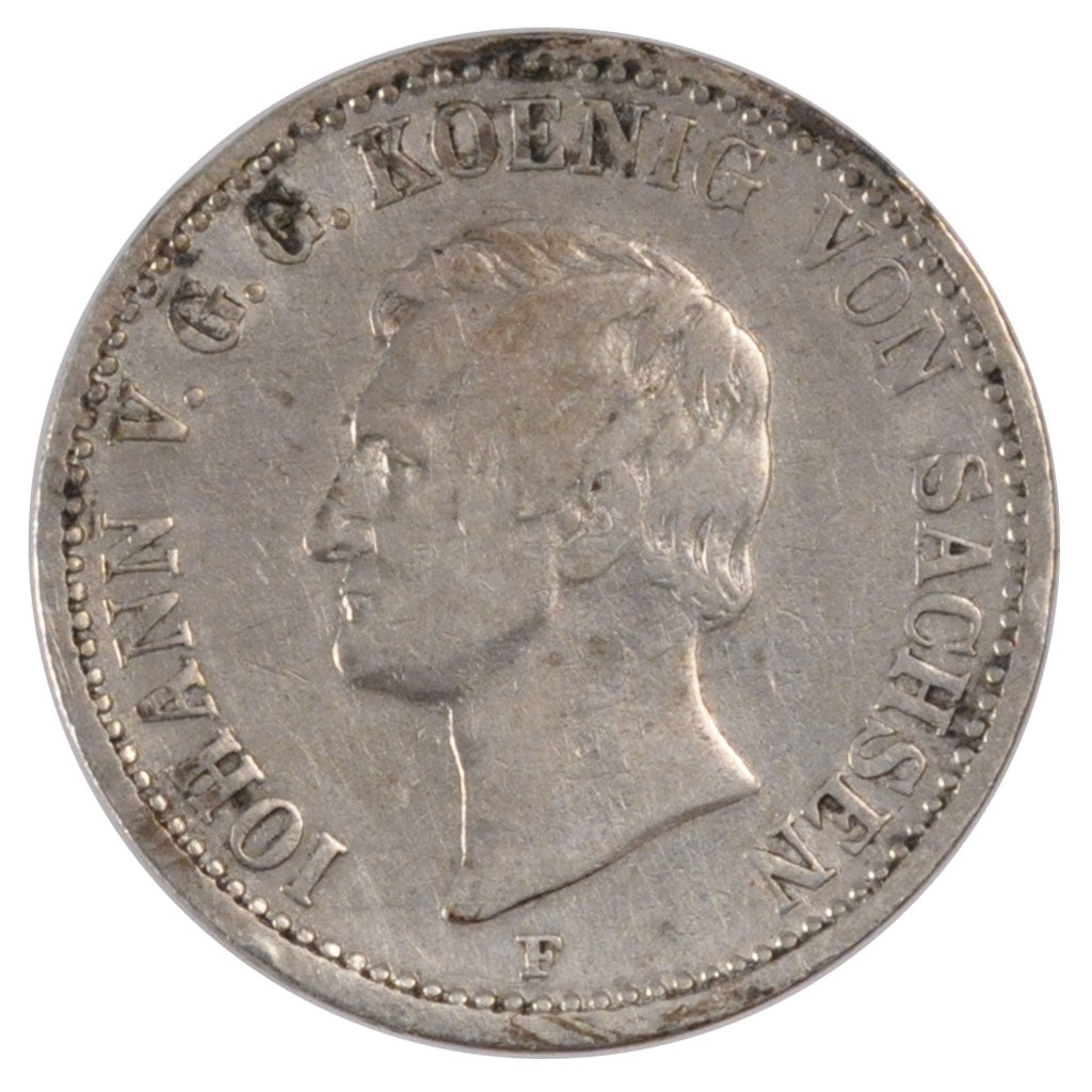 Stati tedeschi, SAXONY-ALBERTINE, Johann, 1/3 Thaler, 1/2 Gulden, 1858, BB, A...