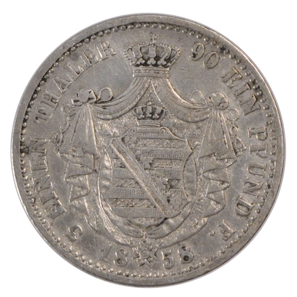 Stati tedeschi, SAXONY-ALBERTINE, Johann, 1/3 Thaler, 1/2 Gulden, 1858, BB, A...