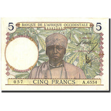 Banknot, Francuska Afryka Zachodnia, 5 Francs, 1939, 1939-04-27, KM:21