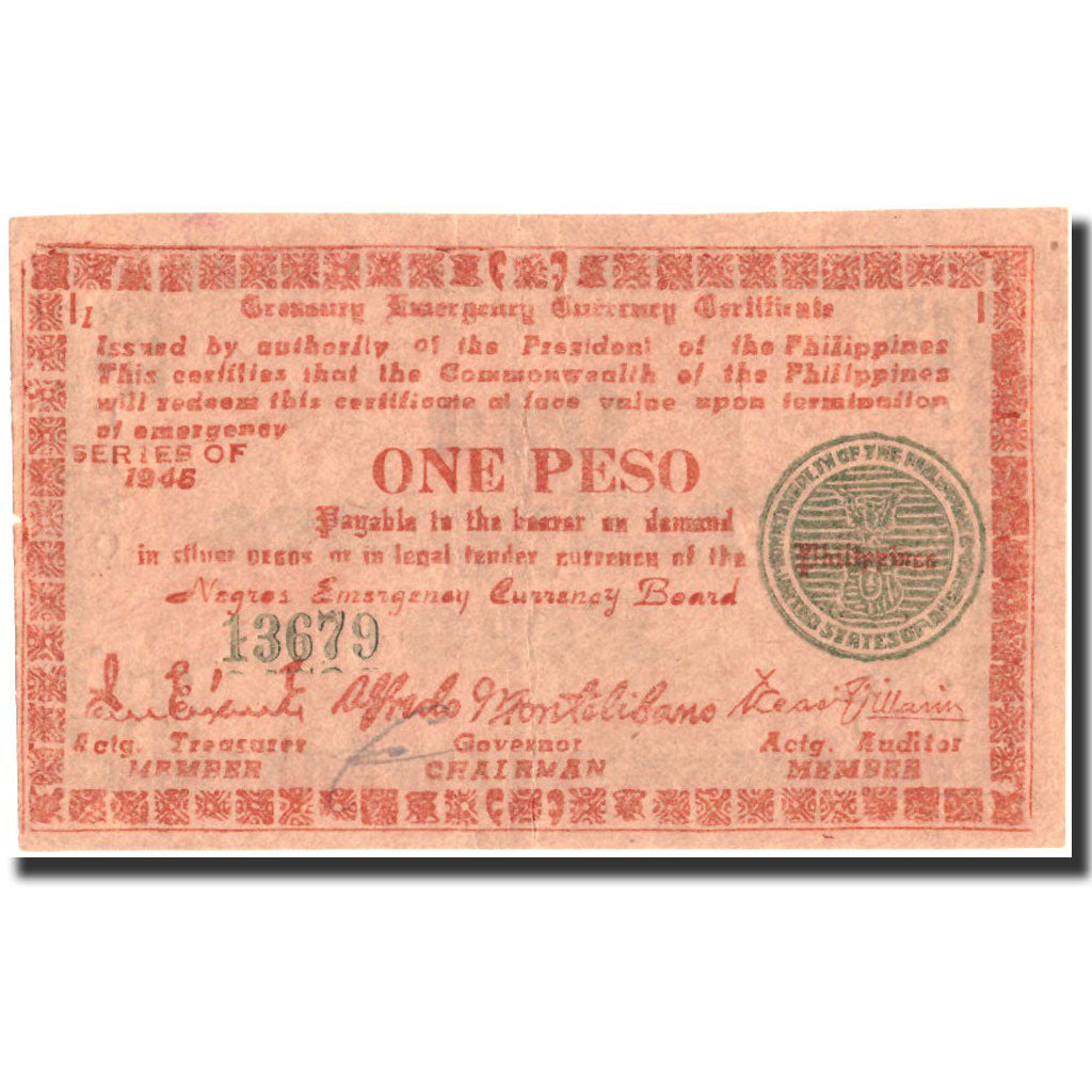 Banconote, Filippine, 1 Peso, Undated (1942), KM:106a, Undated, BB+