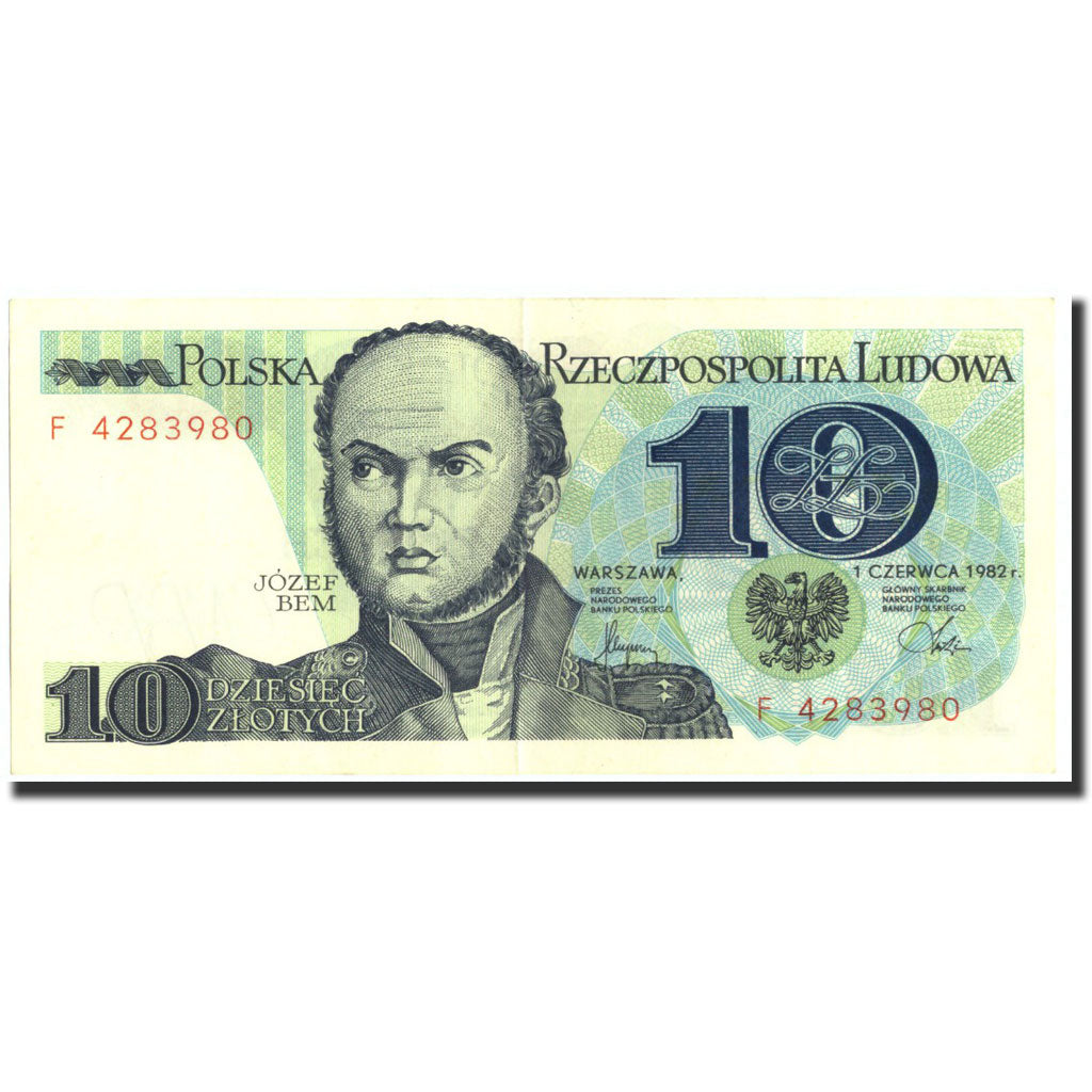 Poland, 10 Zlotych, 1982, KM:148a, 1982-06-01, UNC(60-62)