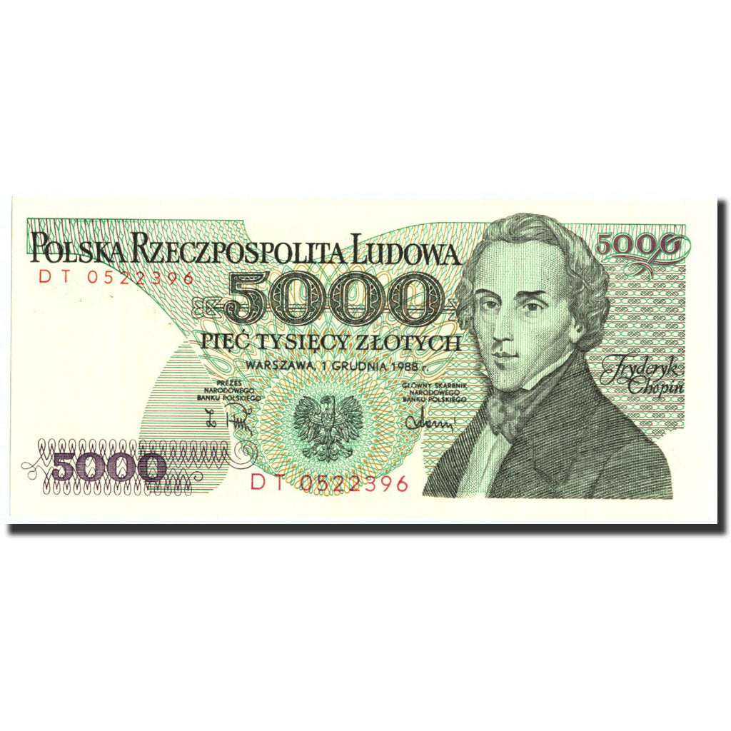 Billet, Pologne, 5000 Zlotych, 1988, 1988-12-01, KM:150c, SPL