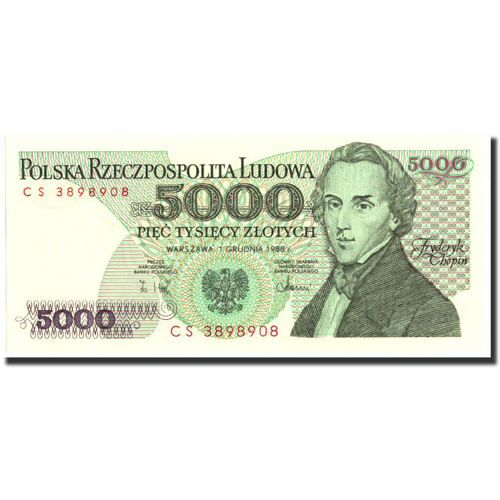 Poland, 5000 Zlotych, 1988, KM:150c, 1988-12-01, UNC(63)