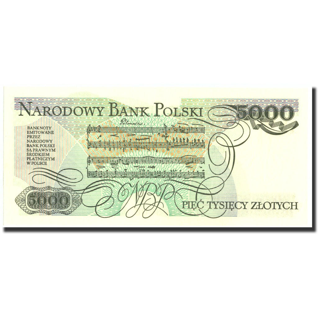 Poland, 5000 Zlotych, 1988, KM:150c, 1988-12-01, UNC(63)