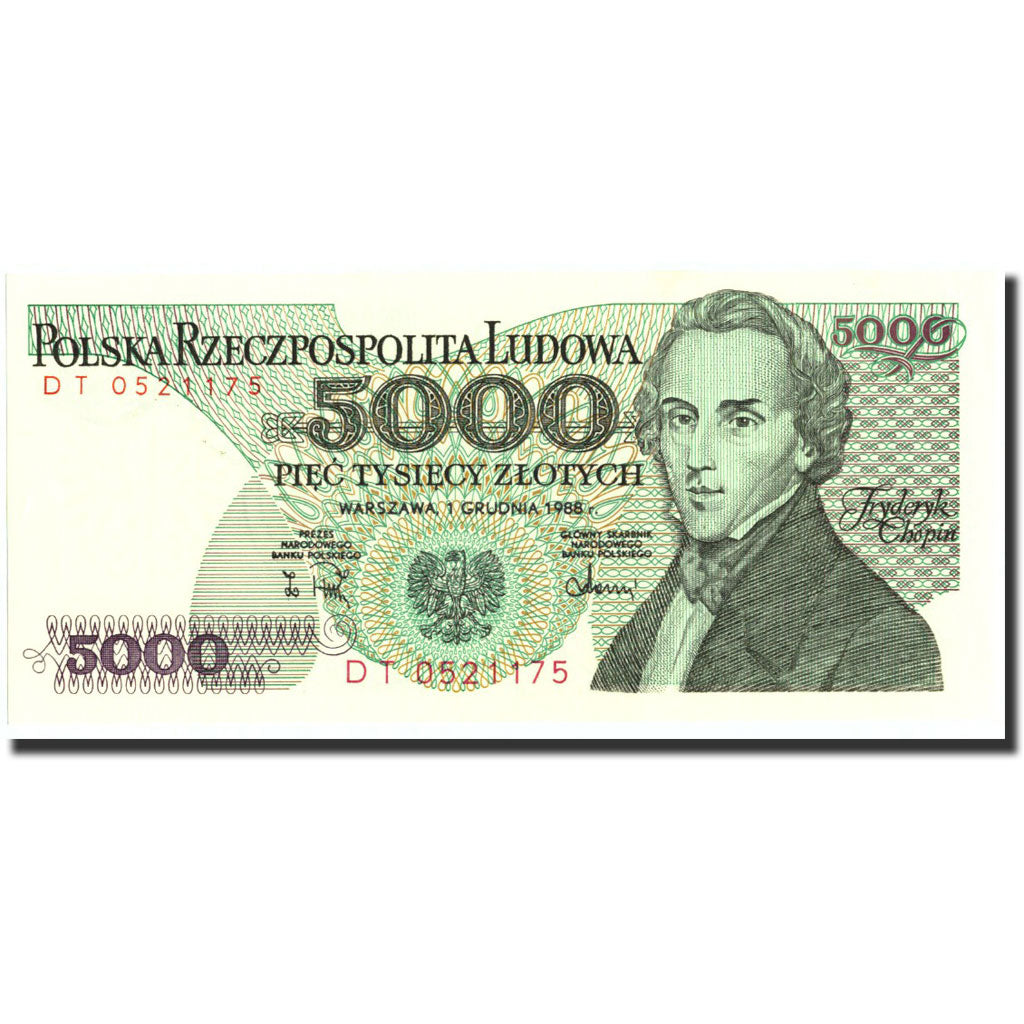 Poland, 5000 Zlotych, 1988, KM:150c, 1988-12-01, UNC(64)