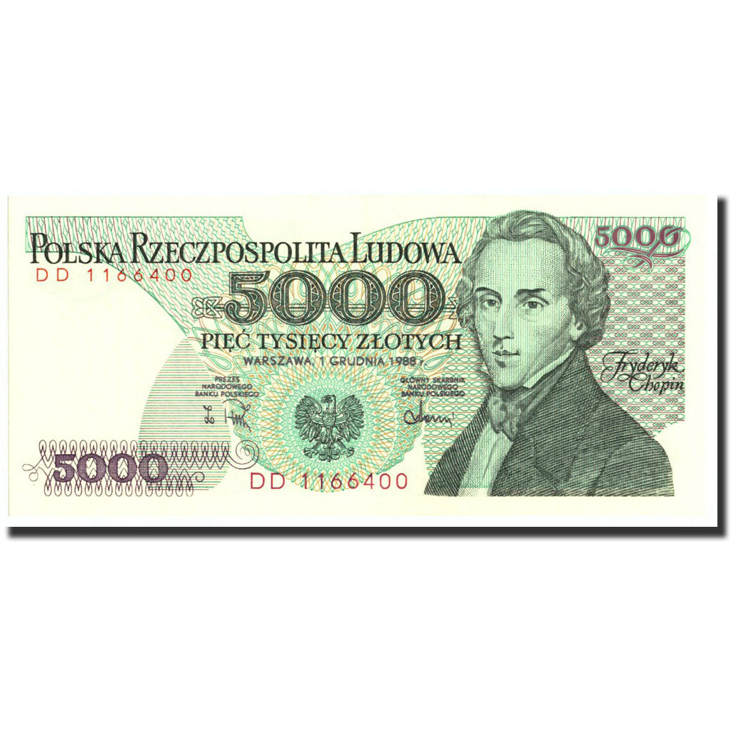 Banknote, Poland, 5000 Zlotych, 1988, 1988-12-01, KM:150c, UNC(65-70)
