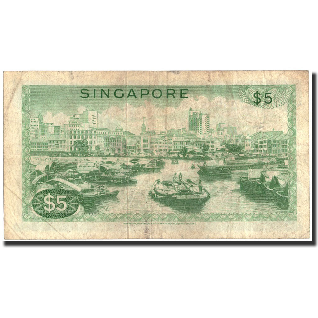 Singapore, 5 Dollars, undated (1967-73), KM:2c, VF(20-25)
