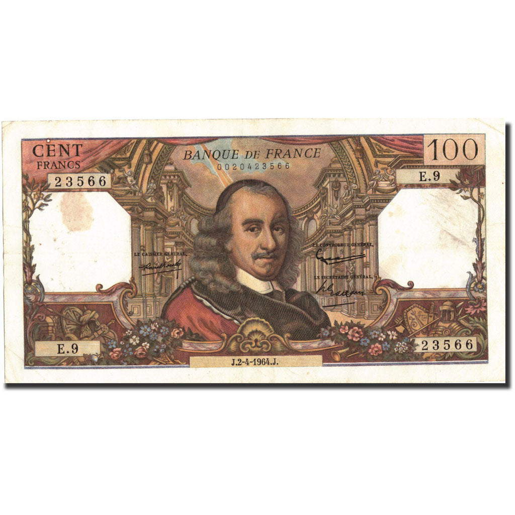 Banknote, France, 100 Francs, 1964, 1964-04-02, EF(40-45), Fayette:65.1, KM:149a