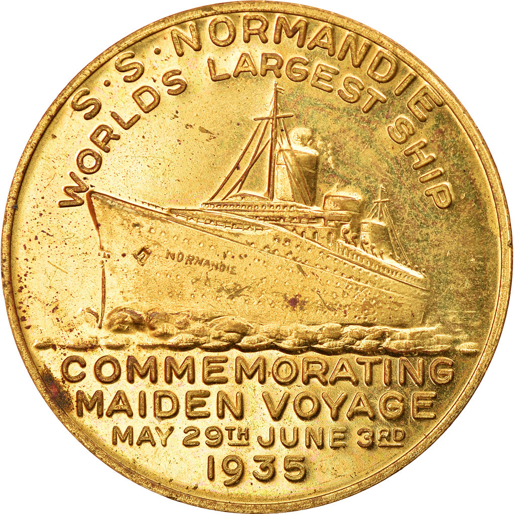 France, Jeton, S.S Normandie, Comemorating Maiden Voyage, Shipping, 1935, SUP