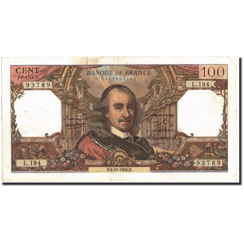 Geldschein, Frankreich, 100 Francs, 1966, 1966-10-06, S+, Fayette:65.15, KM:149b