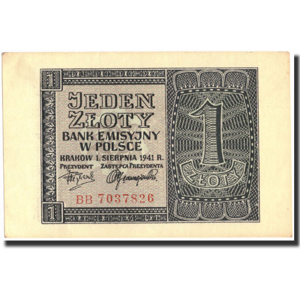 Poland, 1 Zloty, 1941, 1941-08-01, KM:99, AU(55-58)