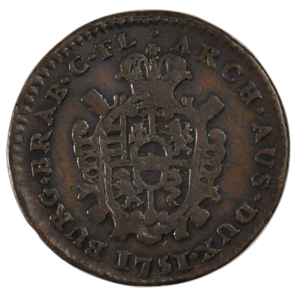 AUSTRIAN NETHERLANDS, 2 Escalins, 2 Schellings, 1751, Bruges, KM #16,...
