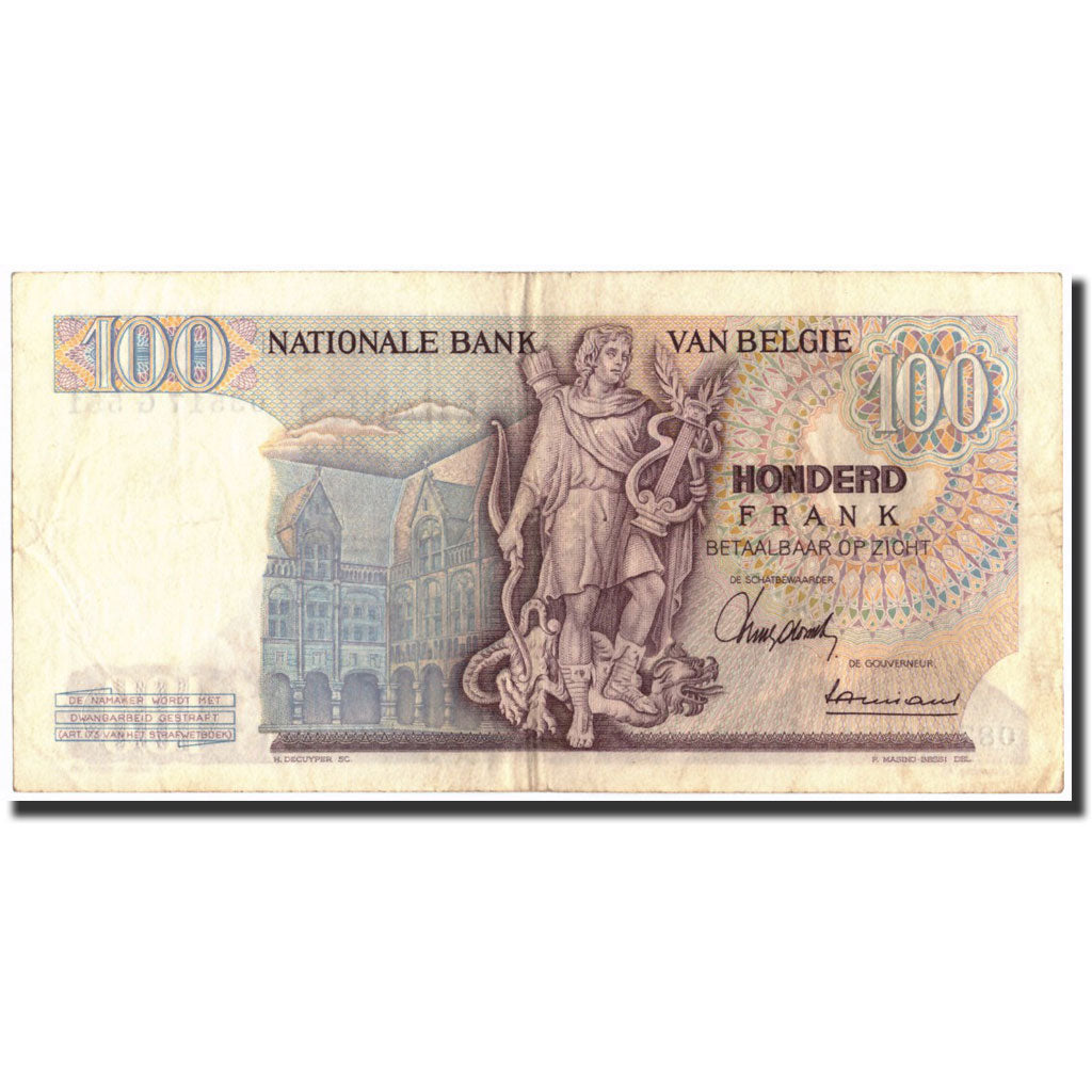 Banknote, Belgium, 100 Francs, 1966, 1966-01-17, KM:134a, AU(50-53)