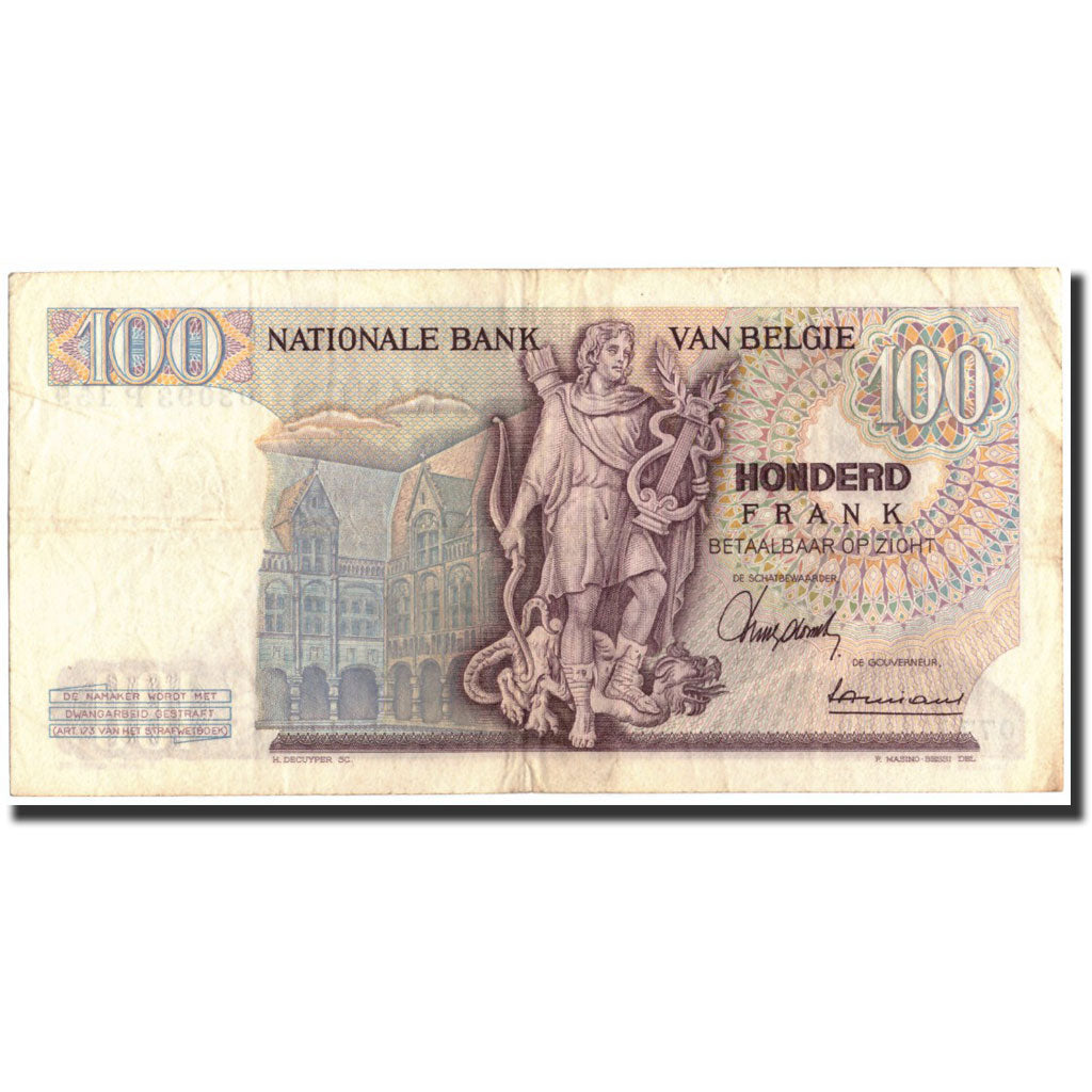 Banconote, Belgio, 100 Francs, 1965, KM:134a, 1965-11-26, BB+