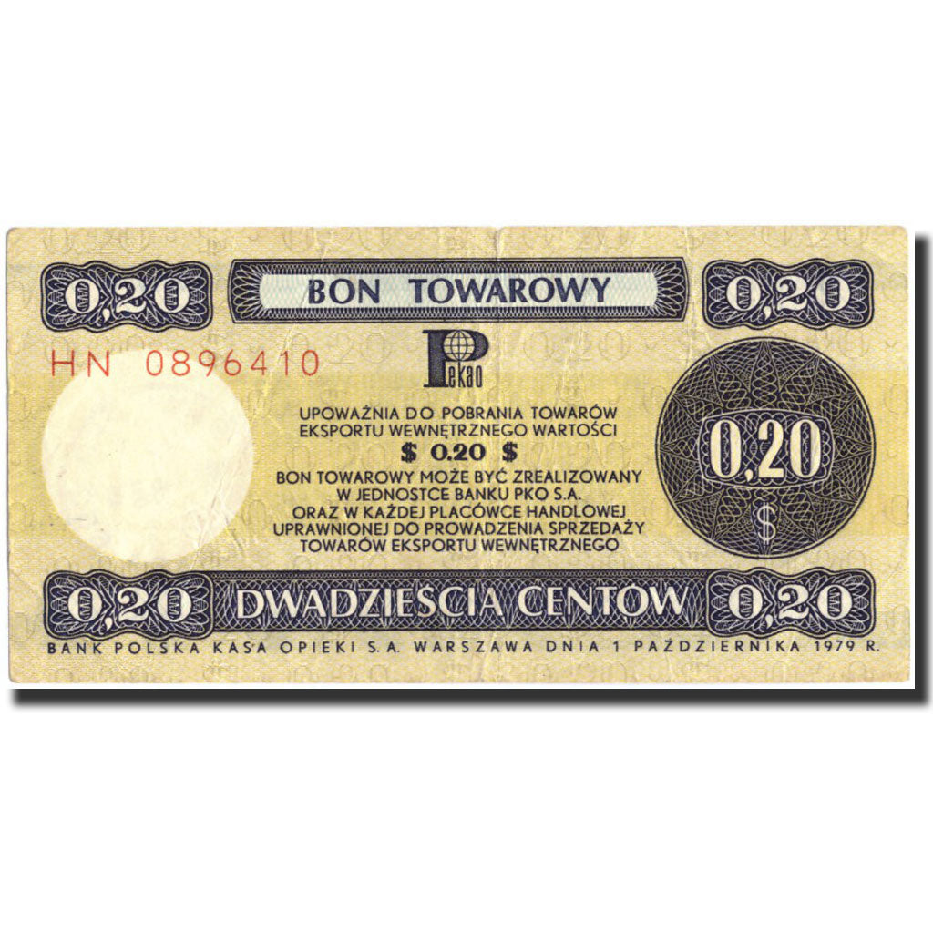 Poland, 20 Cents, 1979, 1979, KM:FX38, AU(50-53)