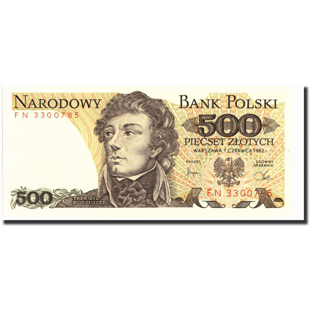 Billete, 500 Zlotych, 1982, Polonia, KM:145d, 1982-06-01, UNC