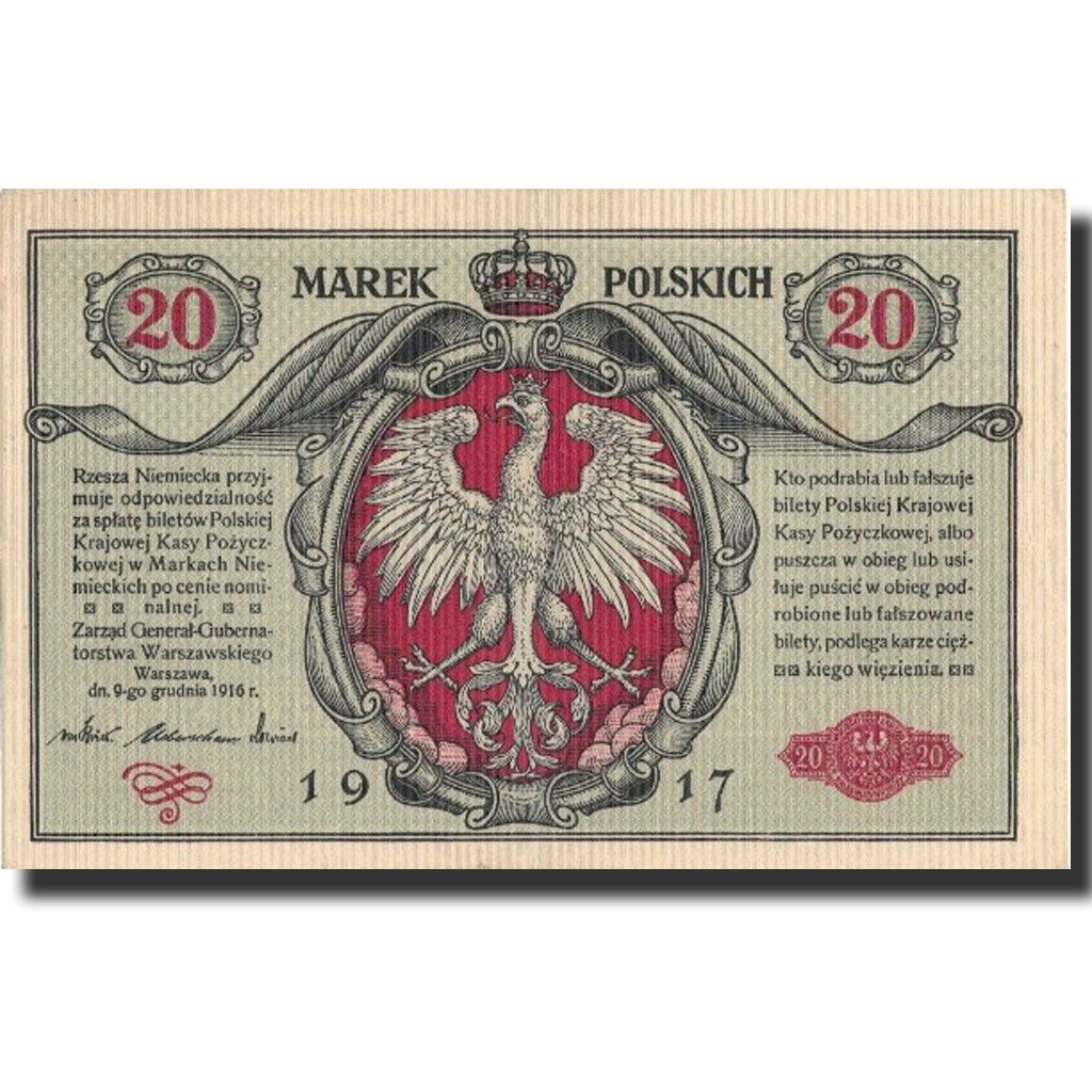 Poland, 20 Marek, 1917, 1917, KM:14, UNC(60-62)