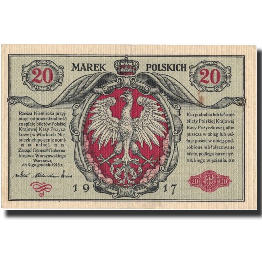 Banconote, Polonia, 20 Marek, 1917, KM:14, 1917, BB+