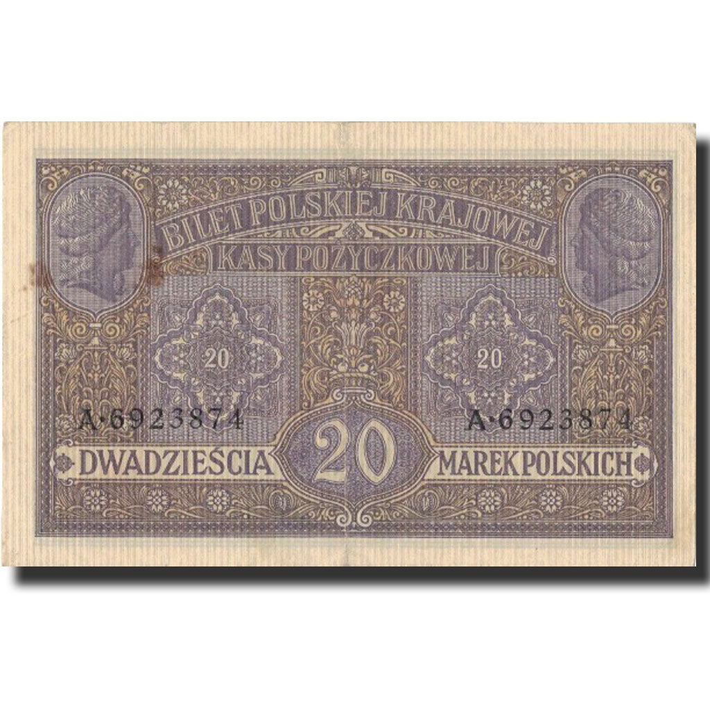 Banconote, Polonia, 20 Marek, 1917, KM:14, 1917, BB+