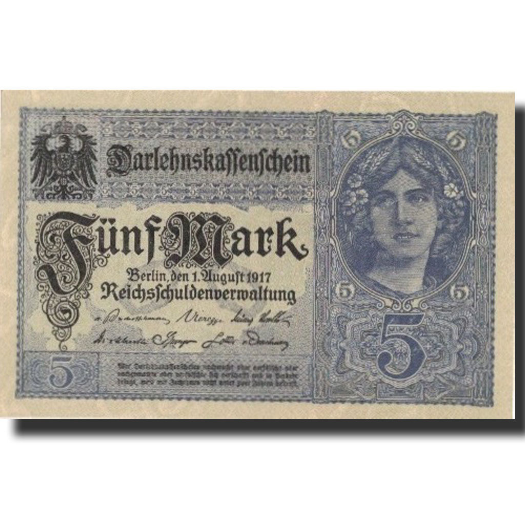 Germany, 5 Mark, 1917, KM:56a, 1917-08-01, UNC(63)