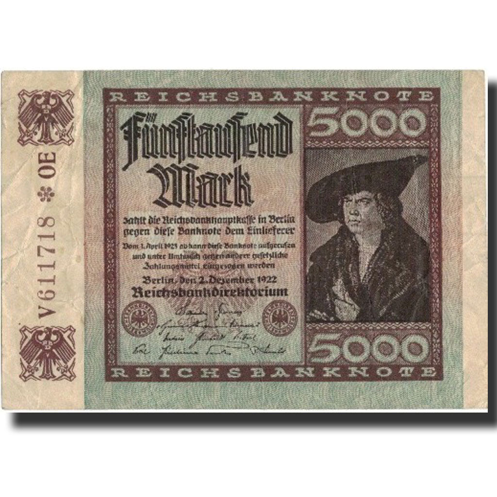 Banknot, Niemcy, 5000 Mark, 1922, 1922-12-02, KM:81a, EF(40-45)