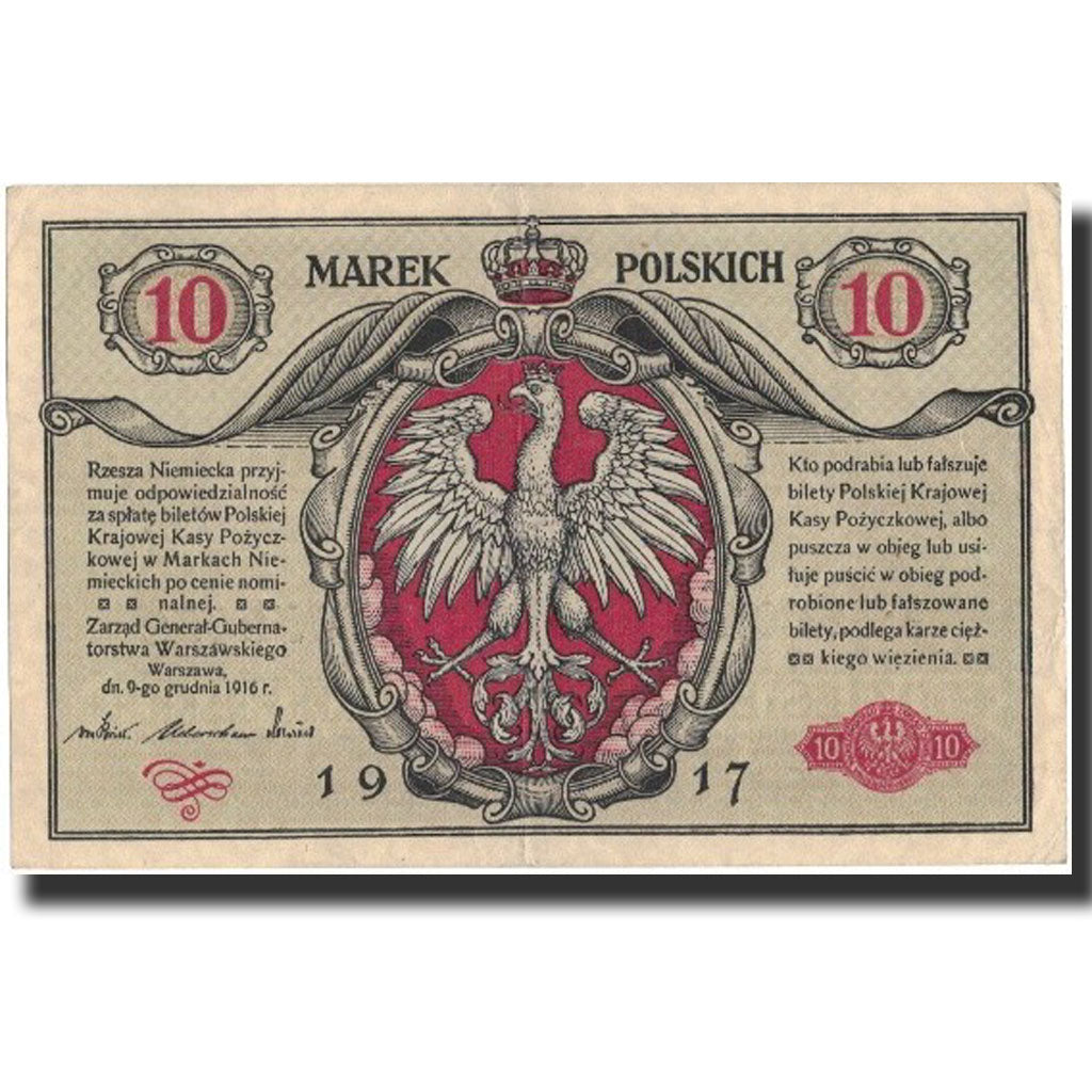 Banknote, Poland, 10 Marek, 1917, 1917, KM:12, AU(50-53)