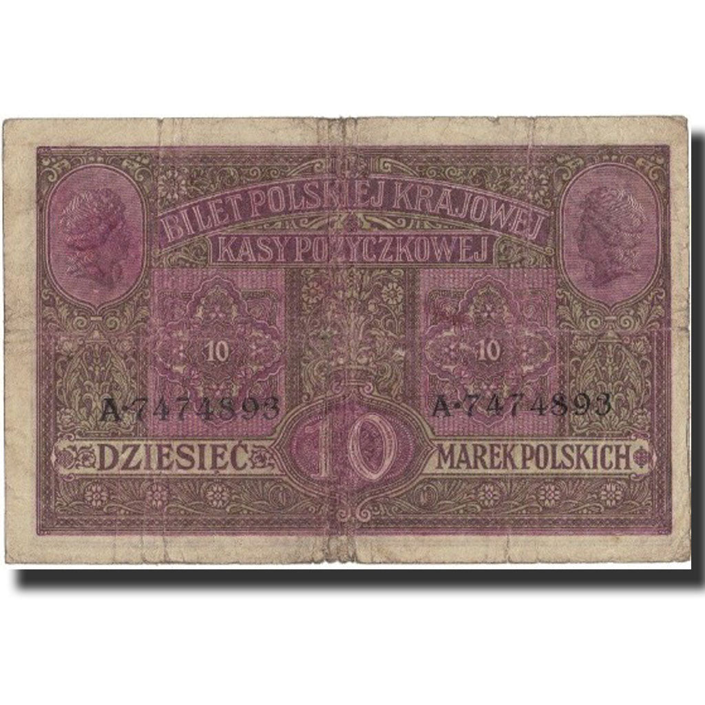 Banknote, Poland, 10 Marek, 1917, 1917, KM:12, VF(20-25)