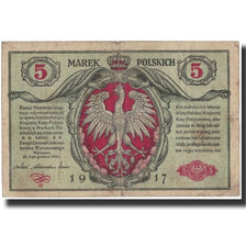 Poland, 5 Marek, 1917, 1917, KM:10, VF(20-25)