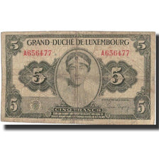 Luxembourg, 5 Francs, Undated (1944), KM:43b, TTB