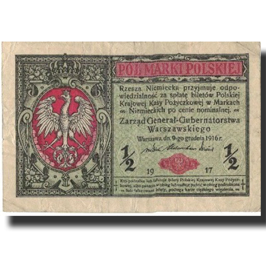 Banknote, Poland, 1/2 Marki, 1917, 1917, KM:7, VF(20-25)
