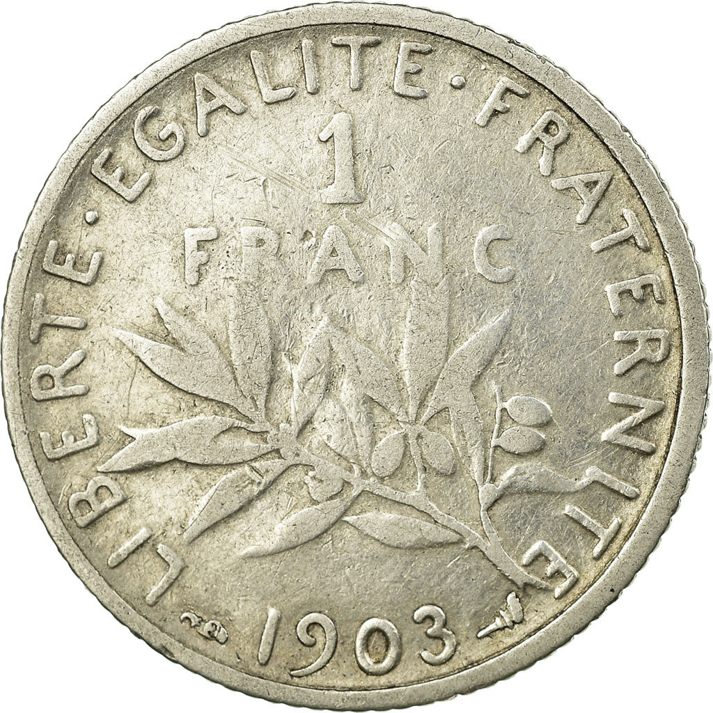 Coin, France, Semeuse, Franc, 1903, Paris, VF(30-35), Silver, Gadoury:467