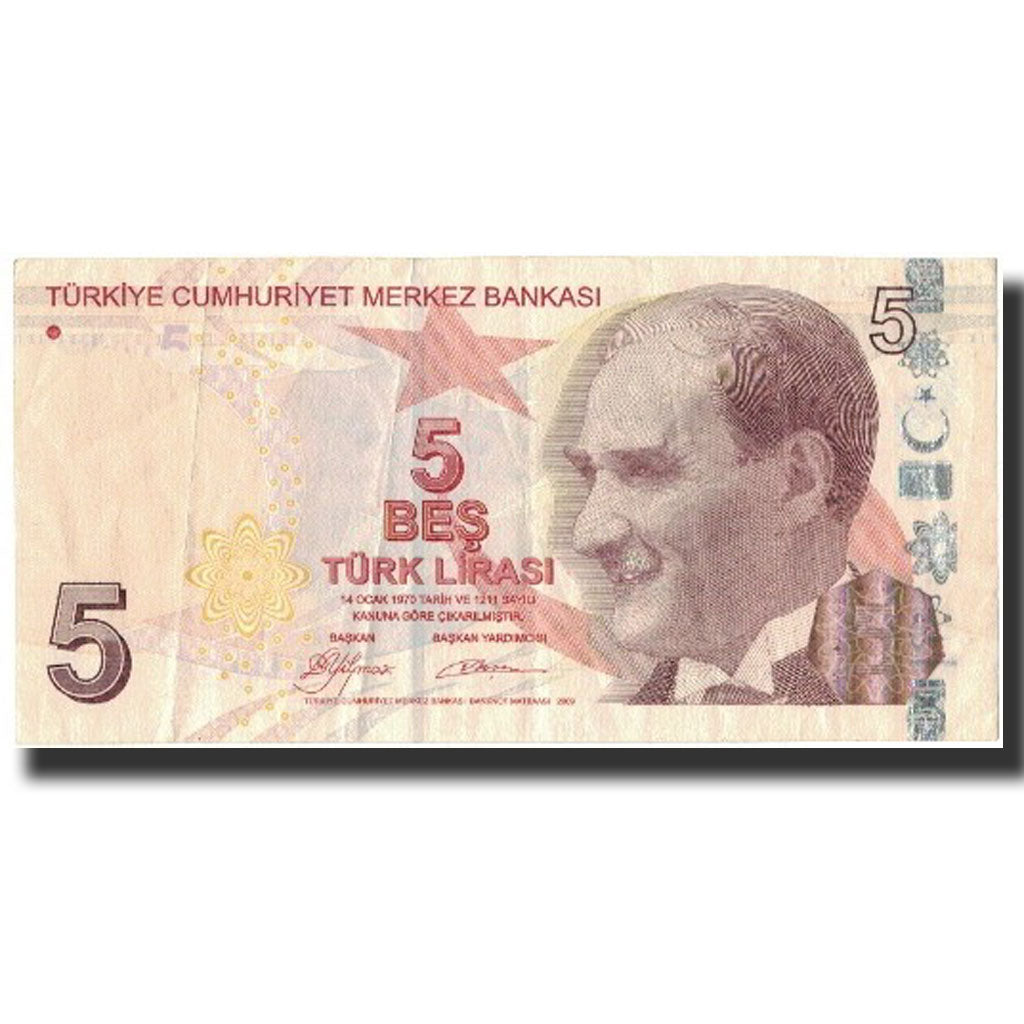Turkey, 5 Lira, Undated (2009), KM:222, AU(50-53)