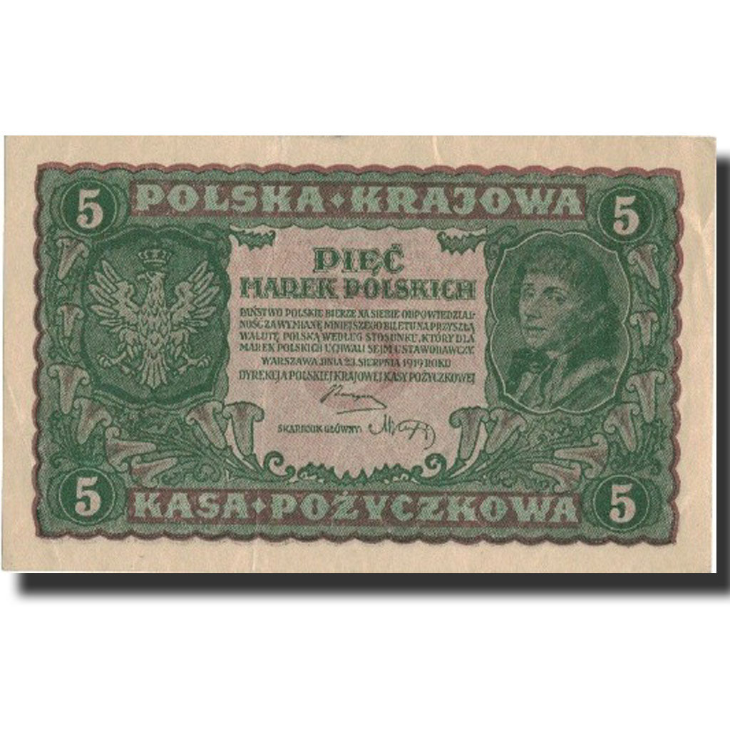 Poland, 5 Marek, 1919, 1919-09-23, KM:24, AU(50-53)