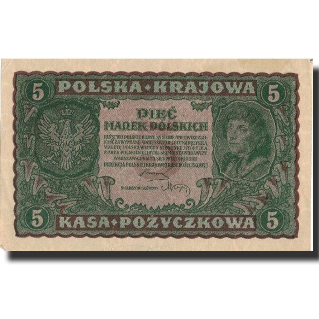 Poland, 5 Marek, 1919, 1919-09-23, AU(50-53)