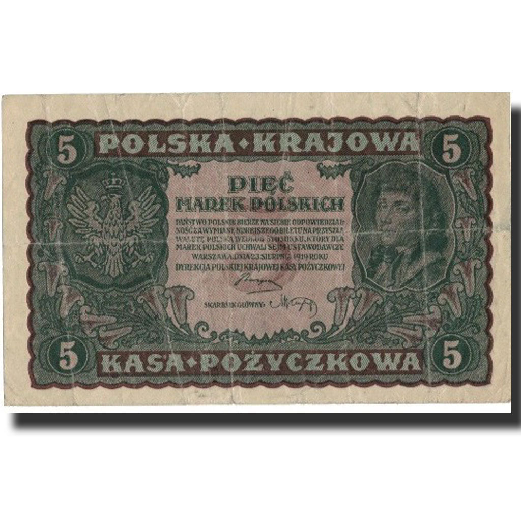 Poland, 5 Marek, 1919, 1919-09-23, AU(50-53)