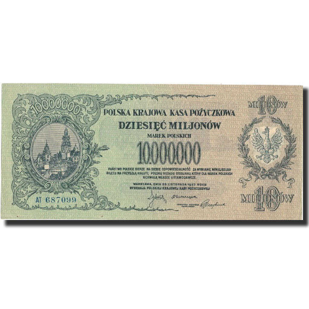 Banknote, Poland, 10,000,000 Marek, 1923, 1923-08-30, KM:39, AU(50-53)