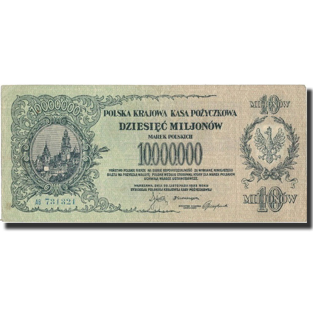 Banknote, Poland, 10,000,000 Marek, 1923, 1923-08-30, KM:39, AU(50-53)