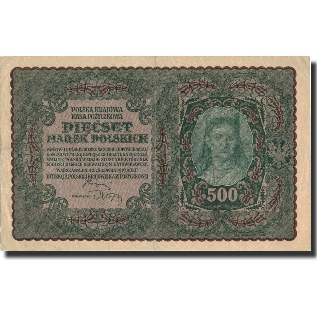 Poland, 500 Marek, 1919, 1919-08-23, KM:28, AU(50-53)