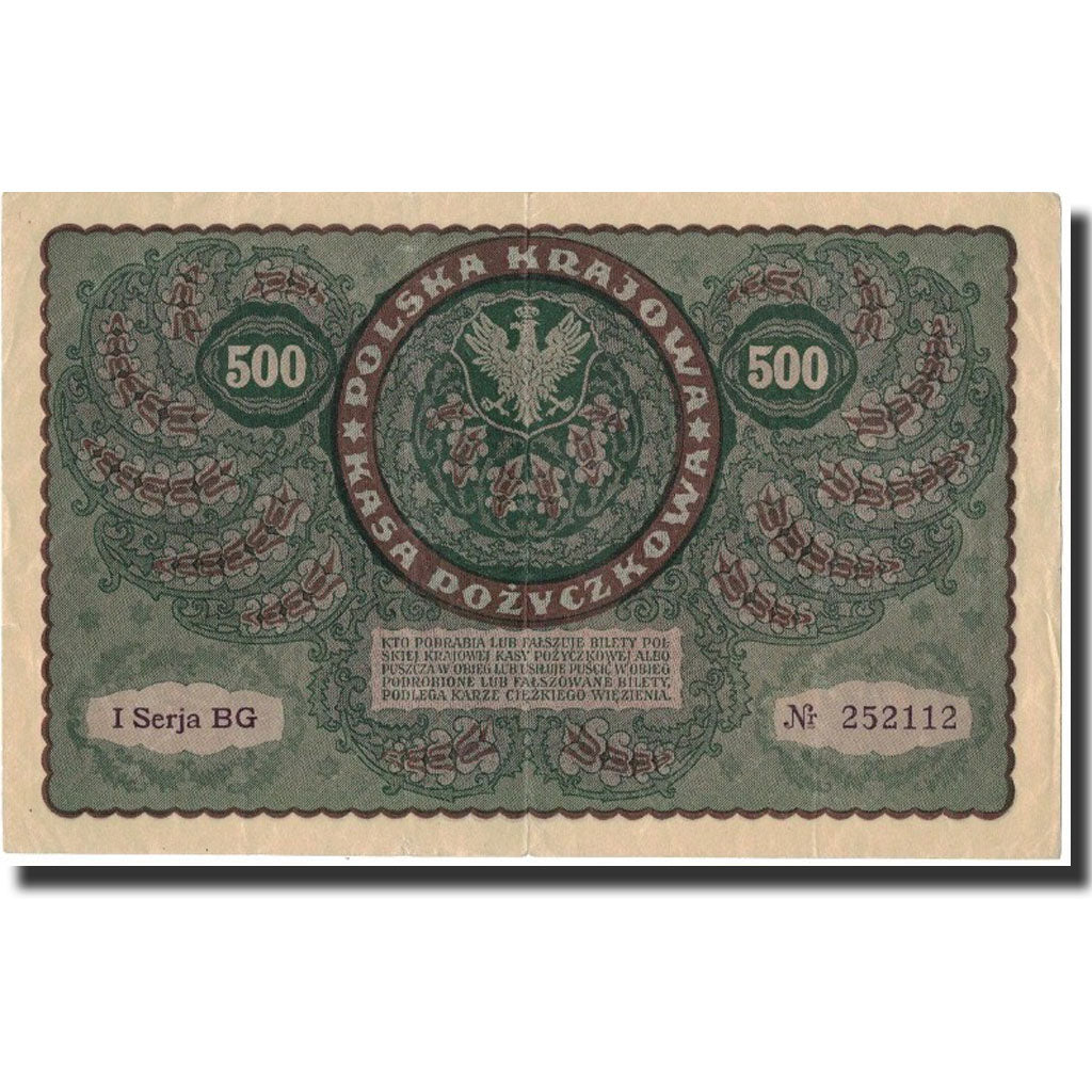 Poland, 500 Marek, 1919, 1919-08-23, KM:28, EF(40-45)