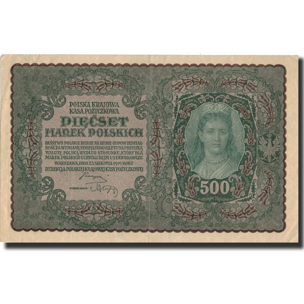 Poland, 500 Marek, 1919, 1919-08-23, KM:28, AU(55-58)