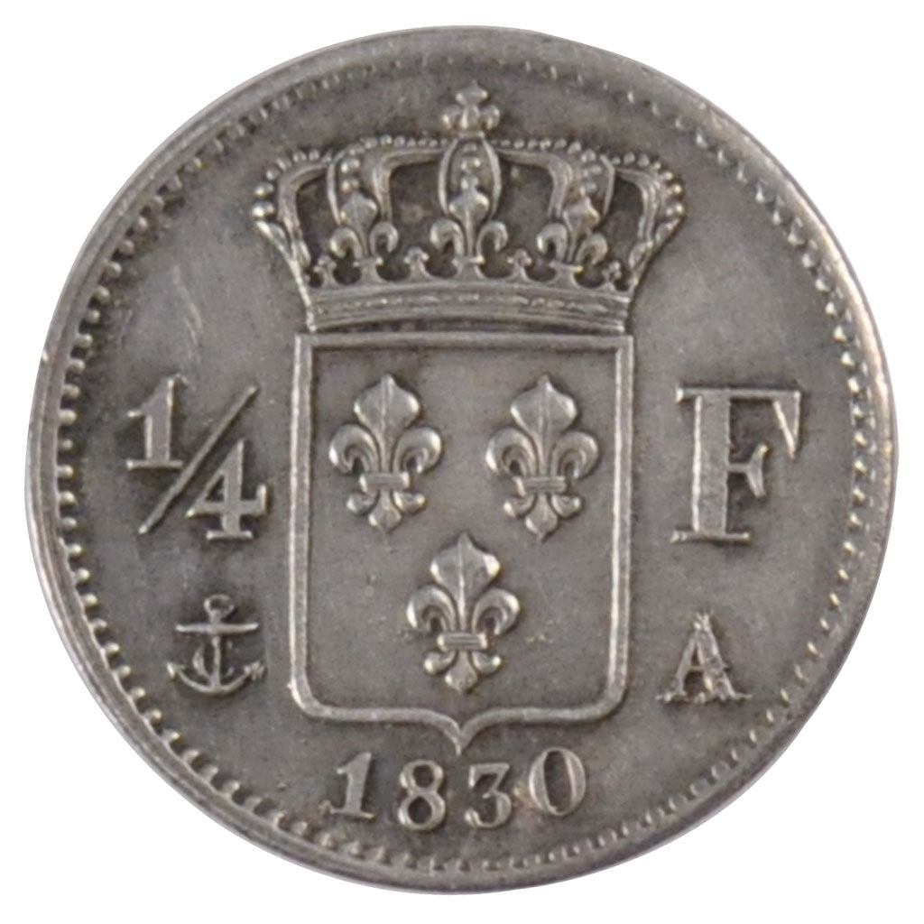 FRANCE, Charles X, 1/4 Franc, 1830, Paris, KM #722.1, MS(65-70), Silver,...