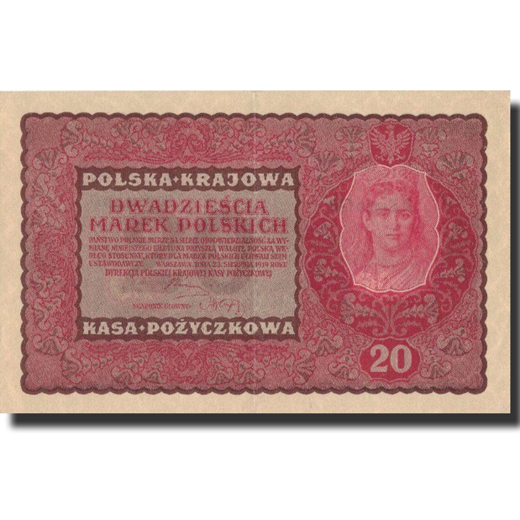 Banknote, Poland, 20 Marek, 1919, 1919-08-23, KM:26, UNC(60-62)